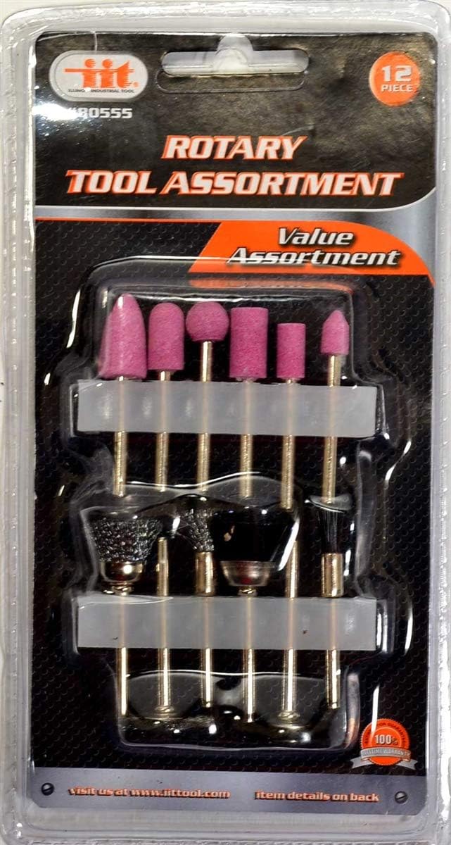 12 pcs Rotary Tool Assortment Set for Hobby Craft,Die Grinder Accessory Set with 1/8" Shank.