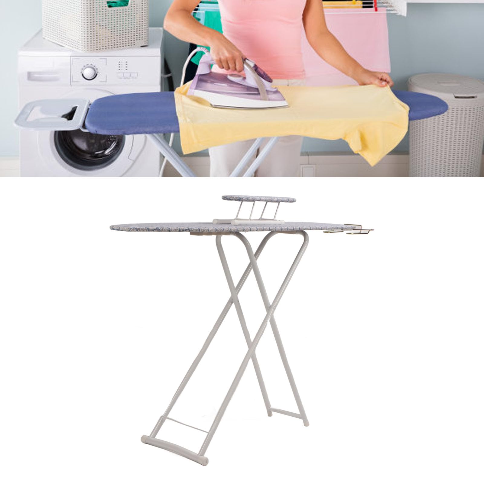 Tabla de Planchar Plegable de 42 Pulgadas, Plancha Compacta y Portátil con Soporte para Plancha, Diseño Estable para Camisas, Pantalones y Telas, Solución de Ahorro de Espacio para