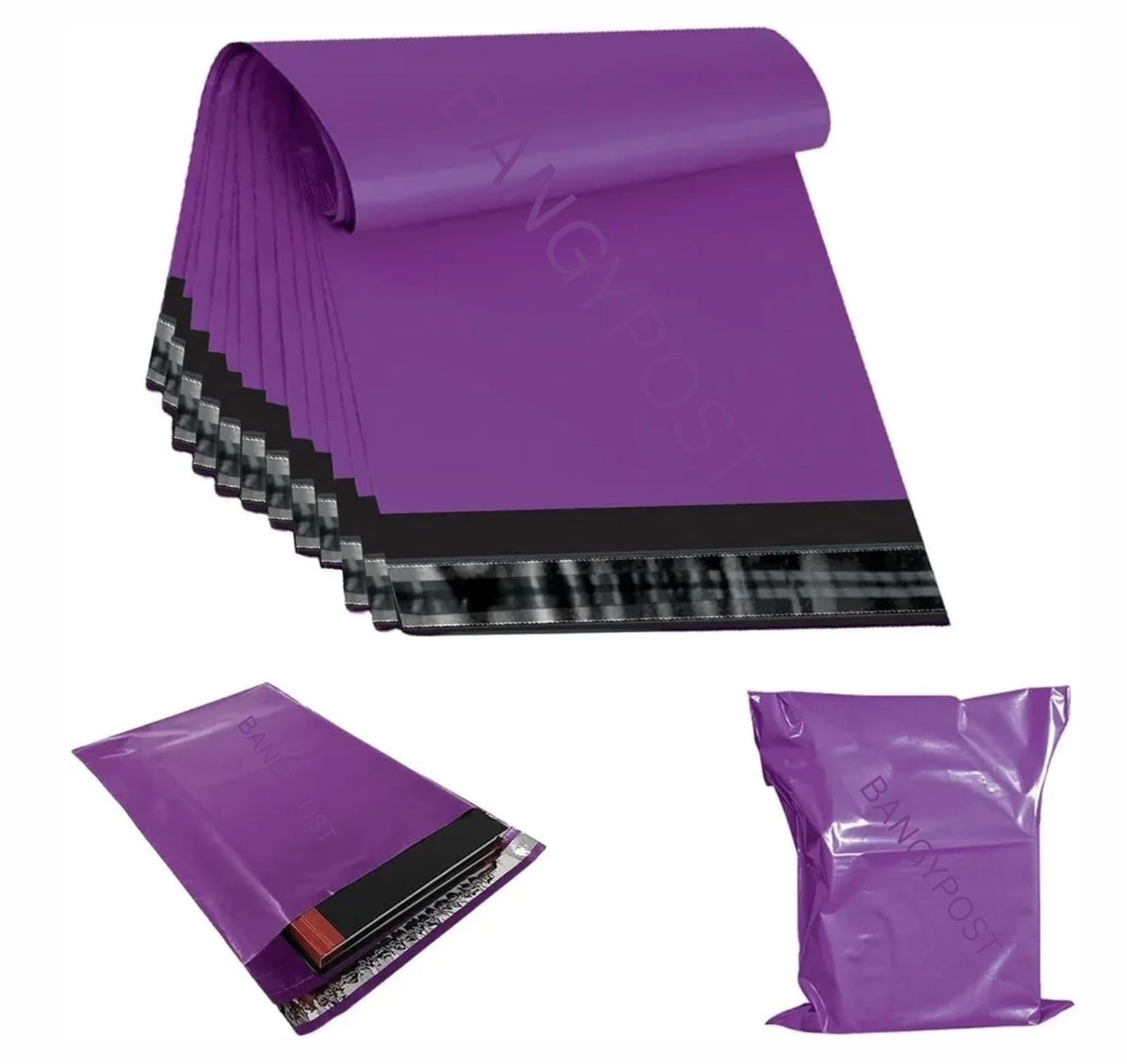 Bangypost Purple Poly Mailing Bags – Strong Self-Seal Postal Bags Use In Parcel, Delivery, Shipping, Mail, Package (200, 10"X14" (254Mm X 356Mm))