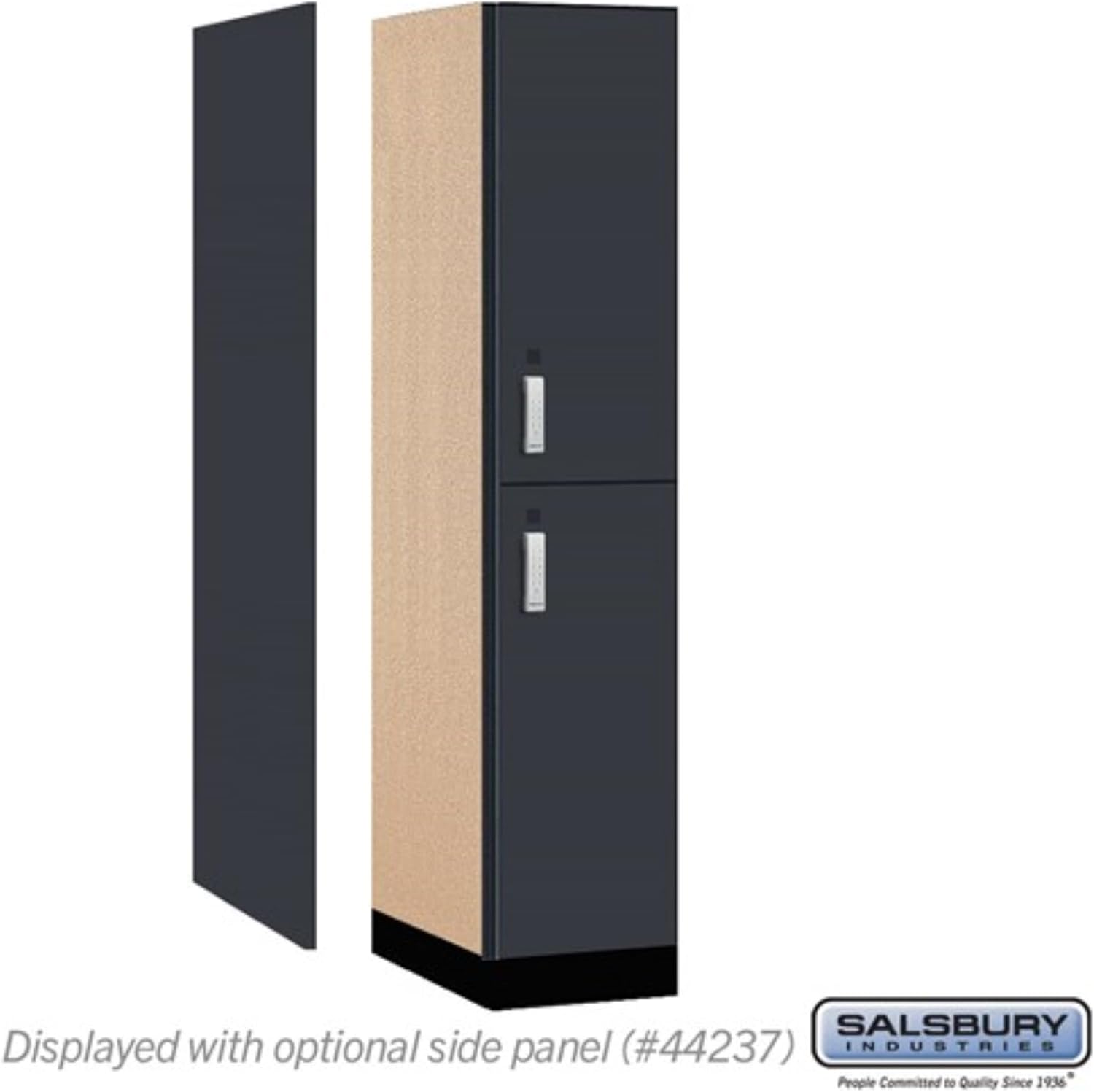 Salsbury 15" Wide Premier Wood Locker-Double Tier-1 Wide-6 Feet High-24 Deep-Carbon Mesh-Silver Electronic Locks