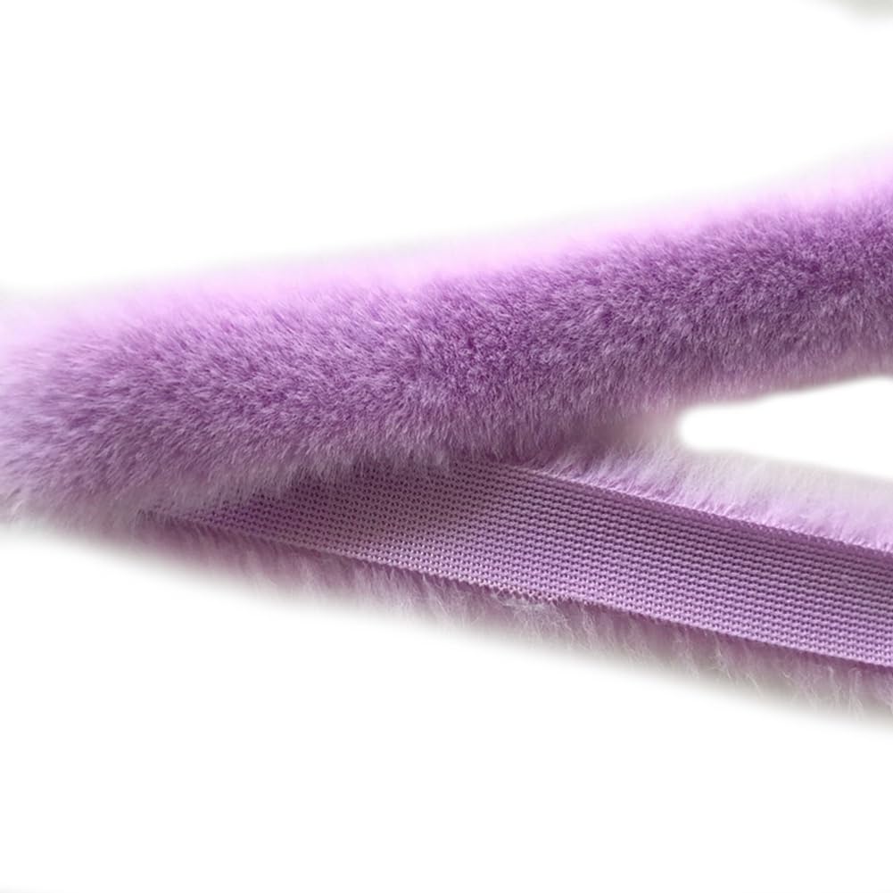 Rockreyoa Pack of 5 1 m Faux Fur Border Faux Fur Ribbon Plush Trim Plush Ribbon Decorative Ribbon Colourful Faux Fur Ribbon Trims for DIY Craft Props Slippers Collar Decoration Light Purple 6 cm