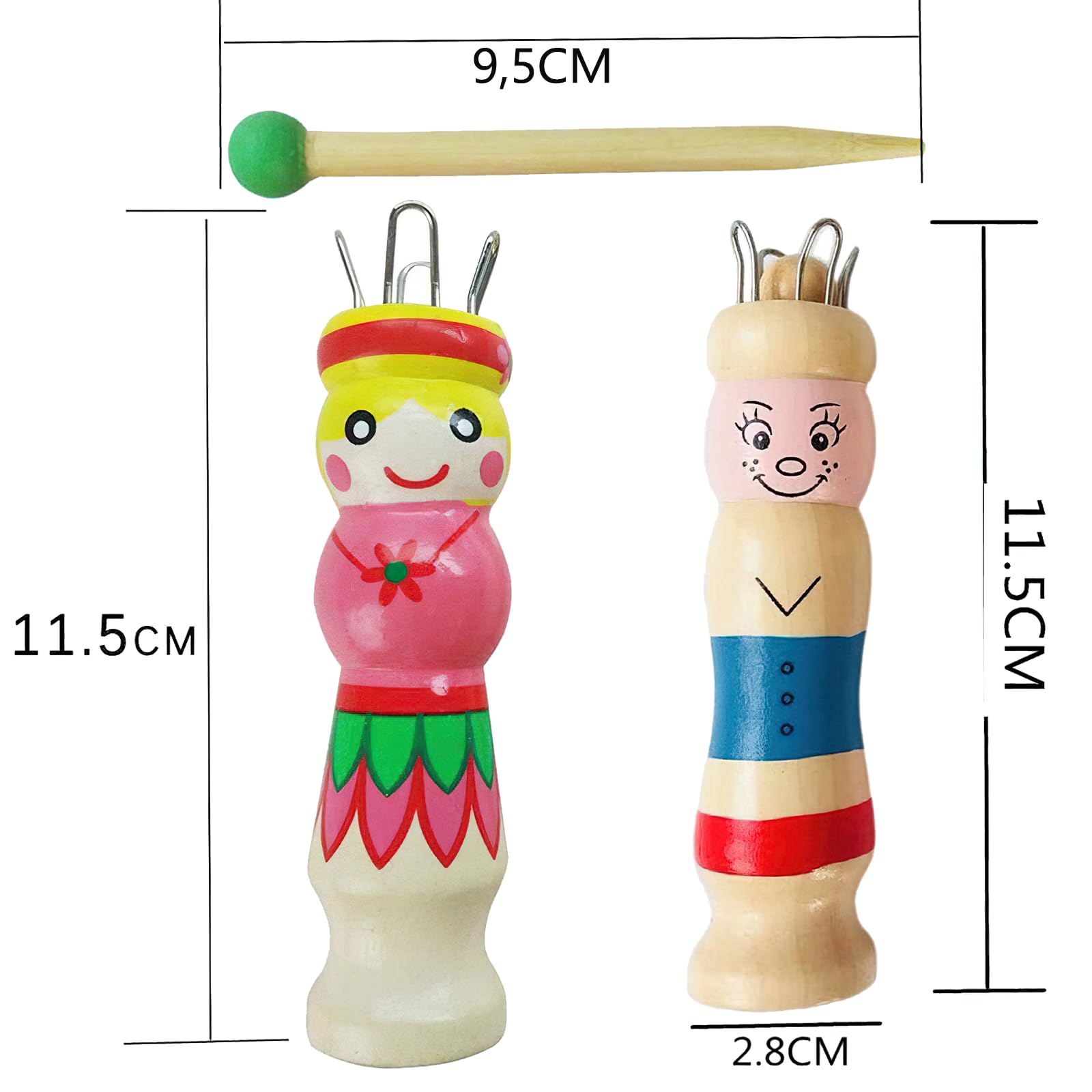 Kit Tricotin Manuel Pour Enfants - 2 Machines à Tricoter En Bois - Apprentissage Loisir Créatif - Pour Fabriquer Bracelets, Écharpes Miniatures