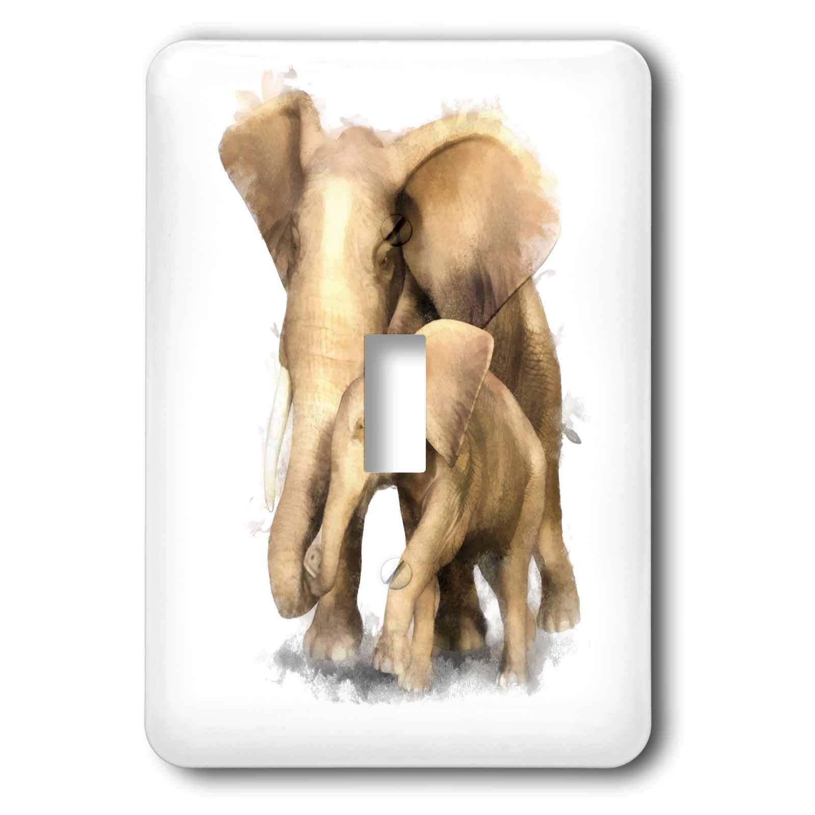 Interrupteur éléphant mère et enfant 3dRose LSP_38670_1