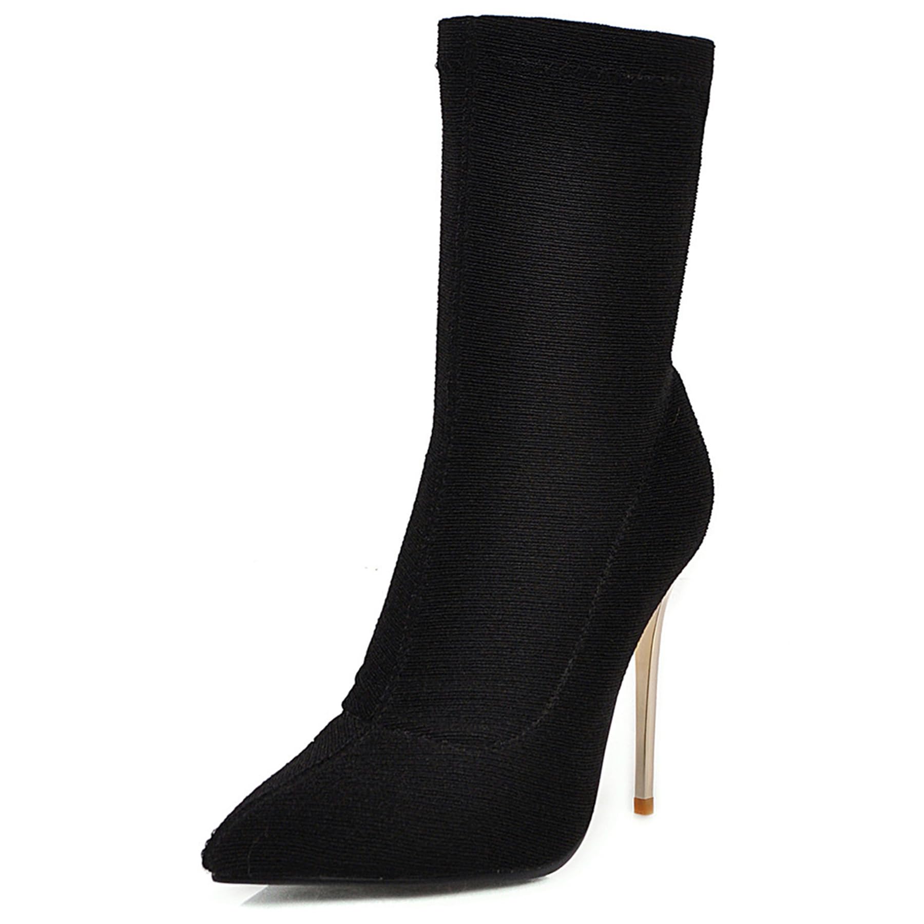 Gicoiz Glitter Stiletto Heels Ladies Pointed Toe Stretch Boots