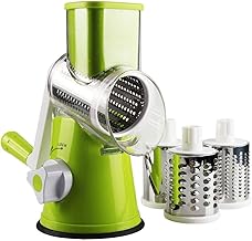 Mandoline Slicer Spiralizer With 3 Interchanging Ultra Sharp Stainless Steel Drums Blades Rotary Cheese Grater Cylinders Drums Slicer Stainless Steel Cutter Slicer Shredder Grinder for Cheese Vegetable Fruit
