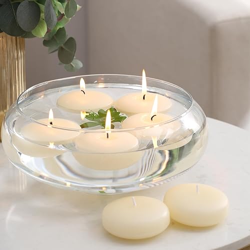 Miniatura 7 de Paquete de 24 velas flotantes, velas de cera sin perfume marfil de 3 pulgadas, sin goteo, para jarrones cilíndricos, bodas, fiestas y vacaciones