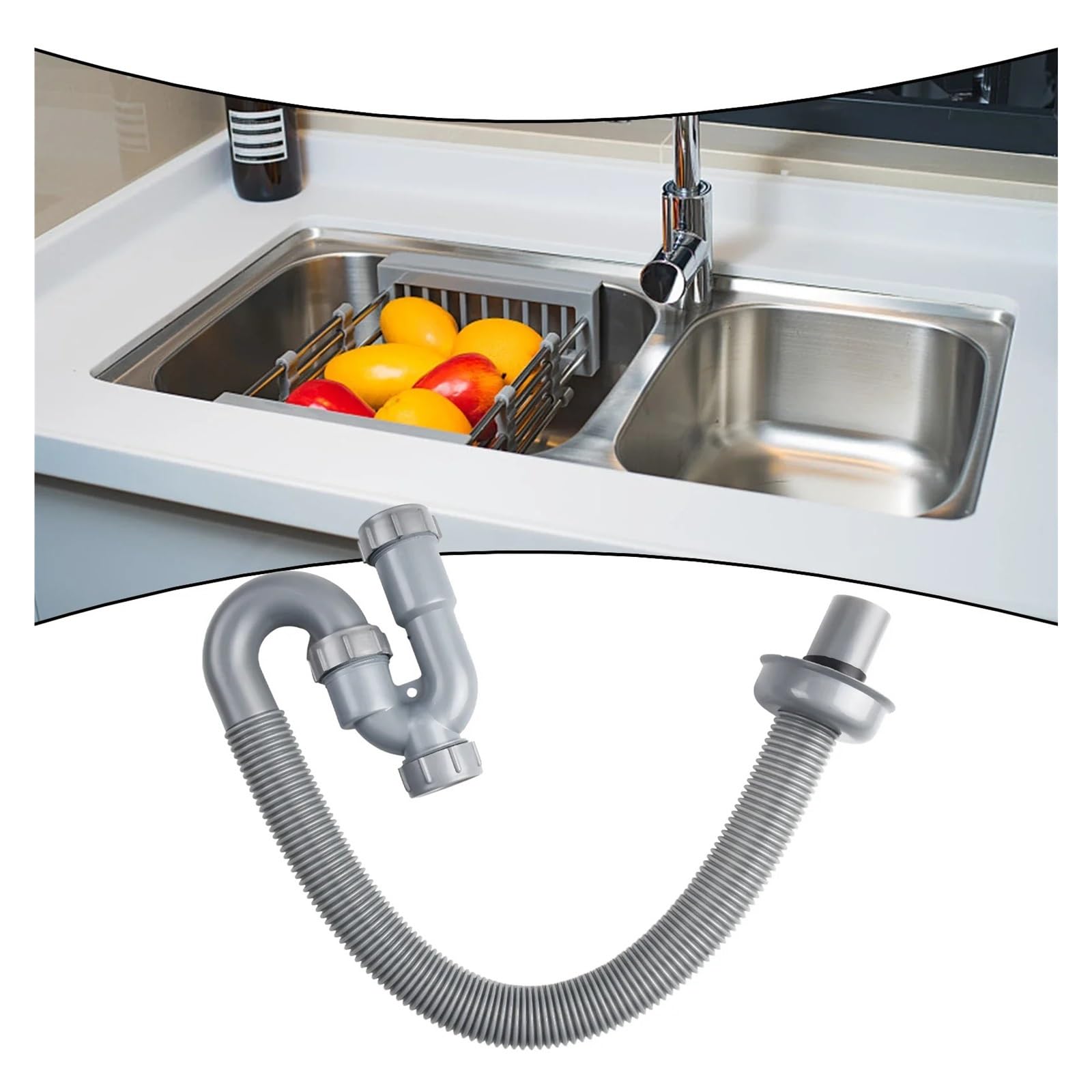 VNJUGF 1 Tubo di Scarico for lavandino a Forma di U, Deodorante Retrattile for Cucina e Bagno wanglan