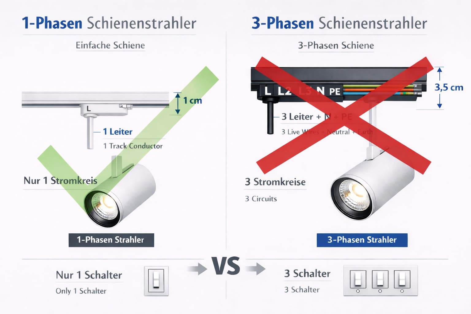 Braytron LED Schienenstrahler 30W für 1-Phasen Schienensystem, dreh- und schwenkbar, 3CCT 3000K 4000K 6500K, LED Track Light Aluminium Deckenstrahler, für Büro, Shop, Küche (Schwarz, 30, Watt)