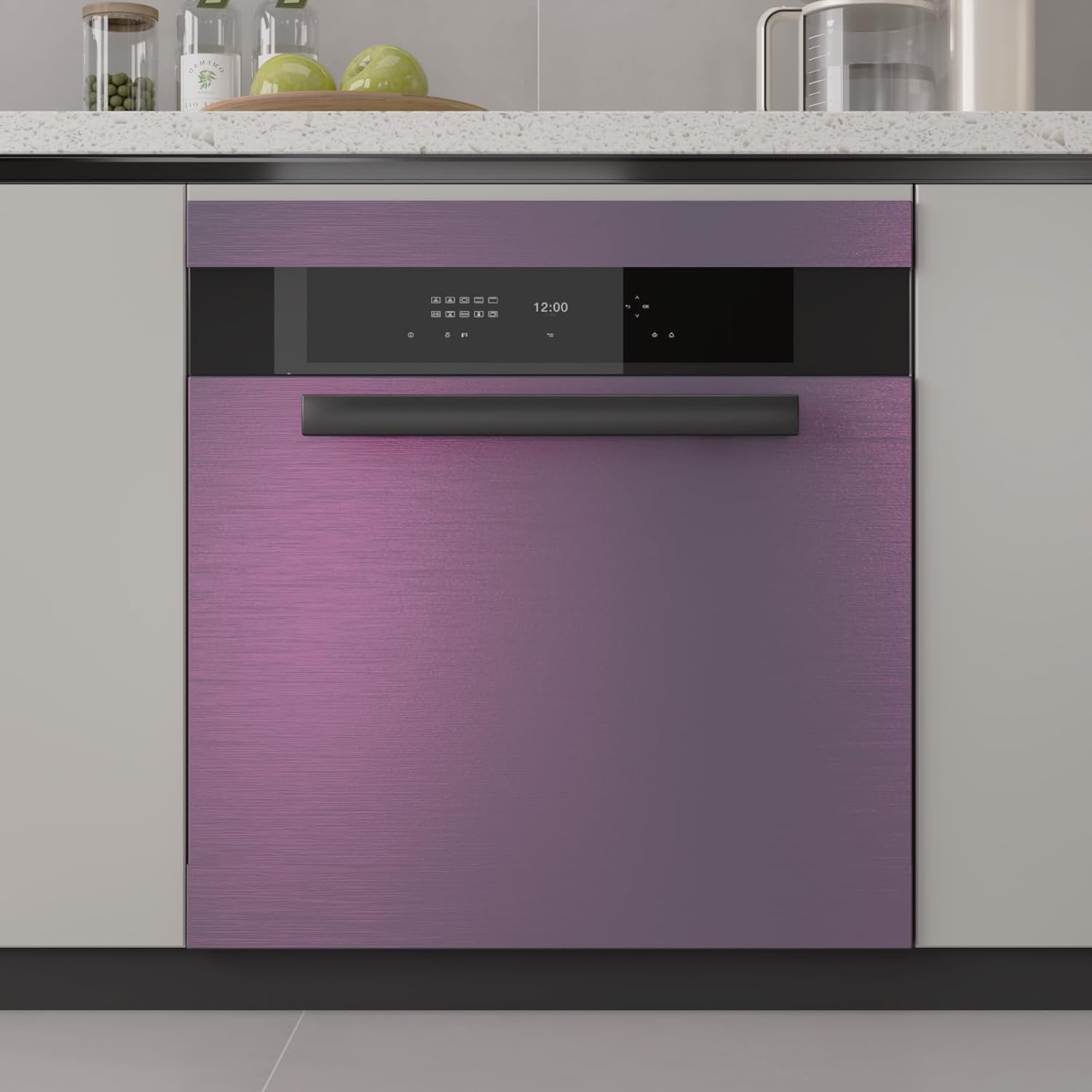 VaryPaper 32''x118'' Gradient Purple Stainless Steel Contact Paper for Appliance Refrigerator Vinyl Wrap Waterproof Brushed Metallic Peel and Stick Wallpaper for Fridge Dishwasher Countertop Wallpaper