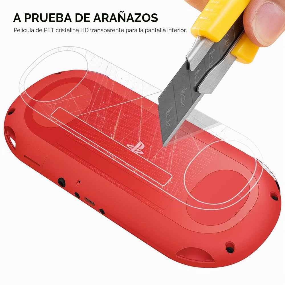 AFUNTA - Protector de pantalla para Sony Playstation Vita 2000, 2 paquetes (4 piezas) de películas de vidrio templado para pantalla y películas de mascotas para la parte posterior, PS Vita PSV 2000
