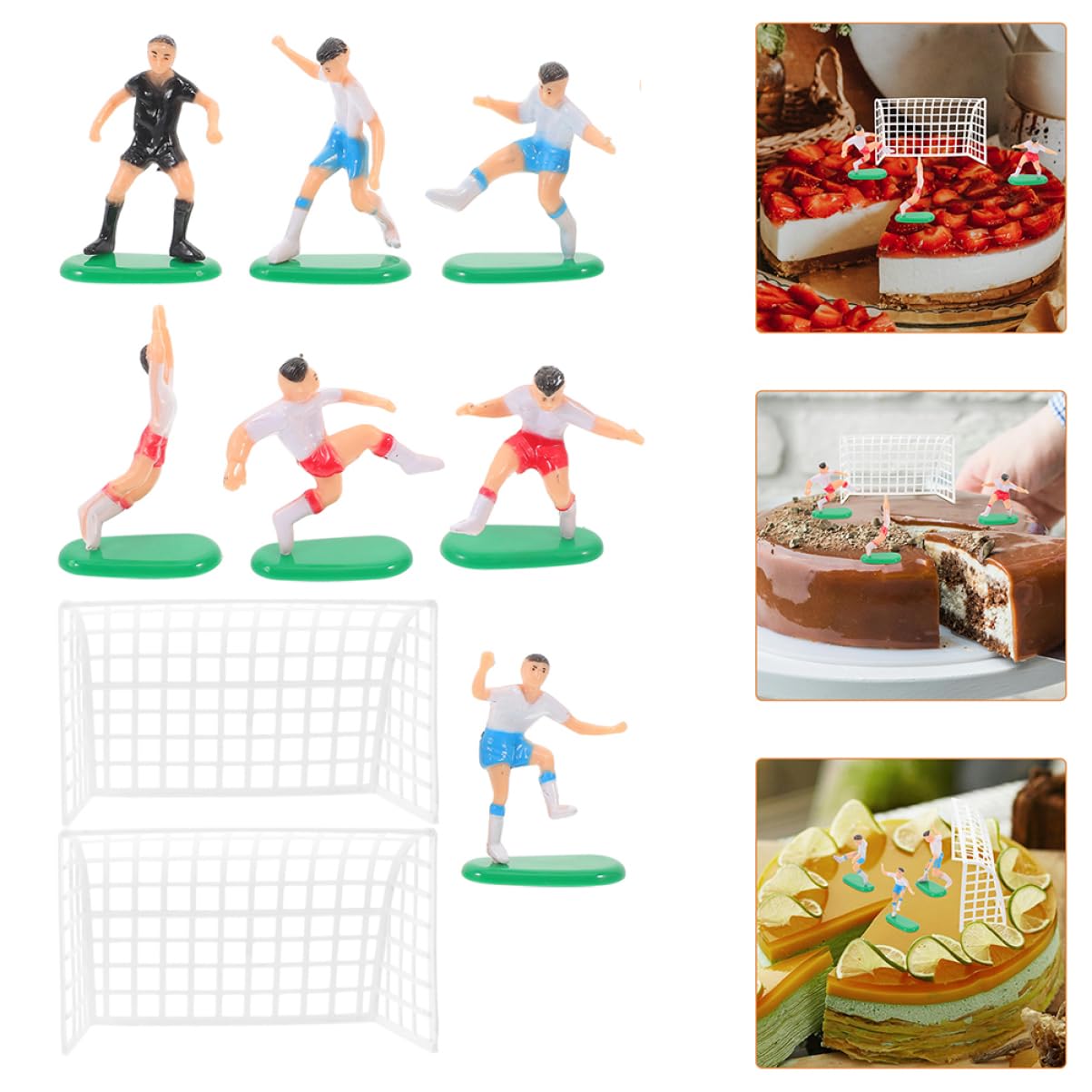 ULTECHNOVO 5ensembles Set De Décorations De Gâteau Football Pour Anniversaire Accessoires Thématiques De Football Avec Miniature Et Figurines Décorations Réutilisables Pour Et