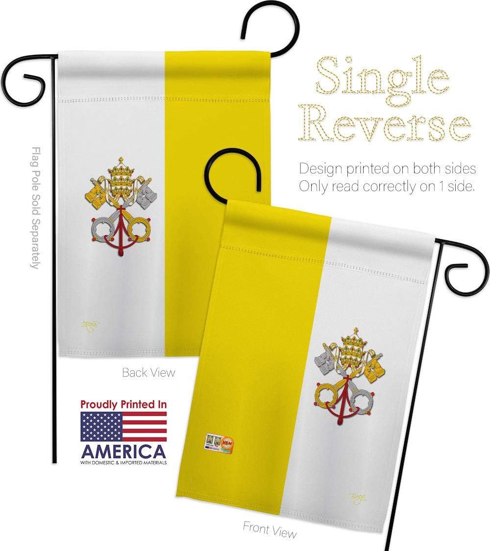 Vatican City Garden Flag Set Wall Holder Regional Nationality Nation International World Country Particular Area Small Decorative Gift Yard House Banner Made In USA 13 X 18.5
