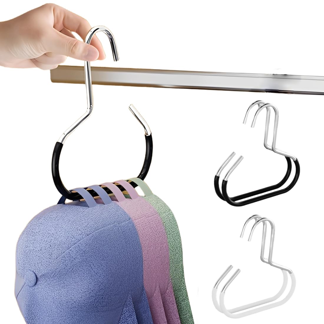 Colgador Gorras, Soportes para Sombreros, Organizador Gorras y Almacenaje, Organizador de Sombreros Multiusos, Adecuado para Sombreros, Bufandas, Corbatas (4 Piezas, Blanco y Negro)