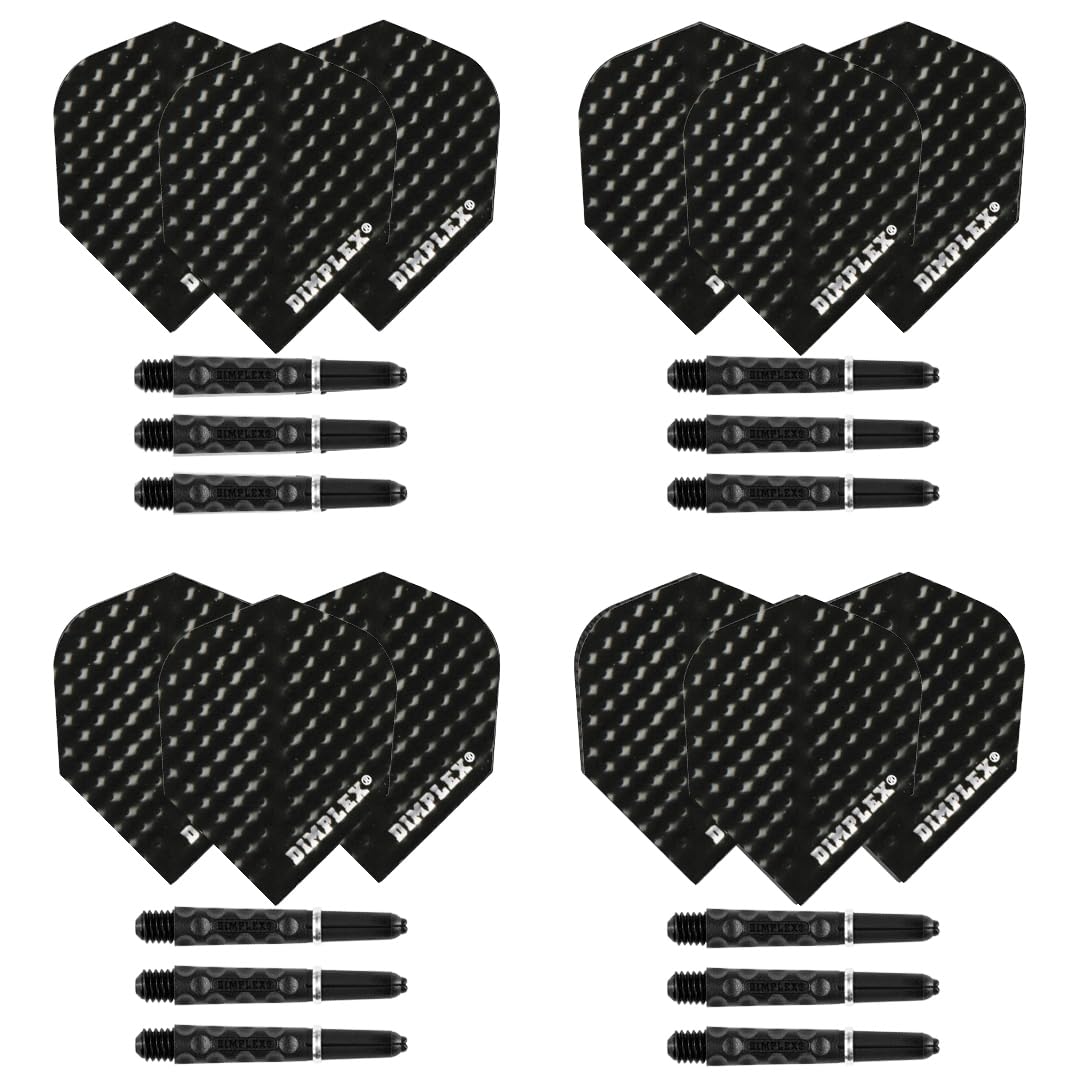 Harrows Darts 4 x Sets of Dimplex Dart Stems and Dimplex Dart Flights, 12 Dart Shafts 12 Darts Flights in Total