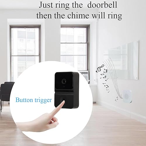Miniatura 4 de Timbre de puerta con timbre de video con timbre, 1080P HD visión nocturna audio de 2 vías, lente gran angular, reproducción de almacenamiento en la