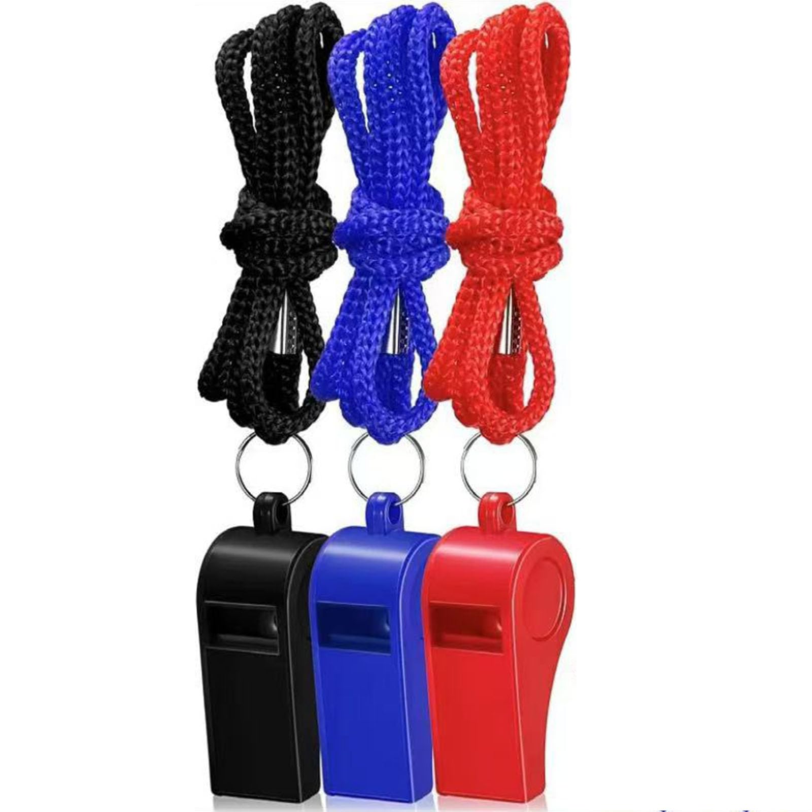 ホイッスル 3個入 笛ホイッスル スポーツ ランヤード付属 バスケットボール スポーツ 審判 団体競技 アウトドア (ブラック+レッド+ブルー)Frenflu