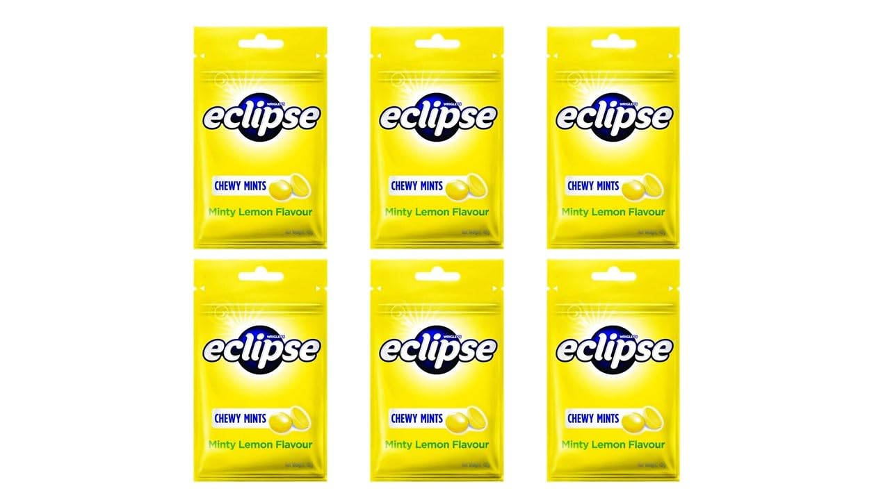 Minty Lemon Eclipse Chewy Mints 6 Pack - Refreshing Lemon Flavor Powerful Fresh Breath Cooling Candy 1.6 Oz each (Minty Lemon, Pack of 6)