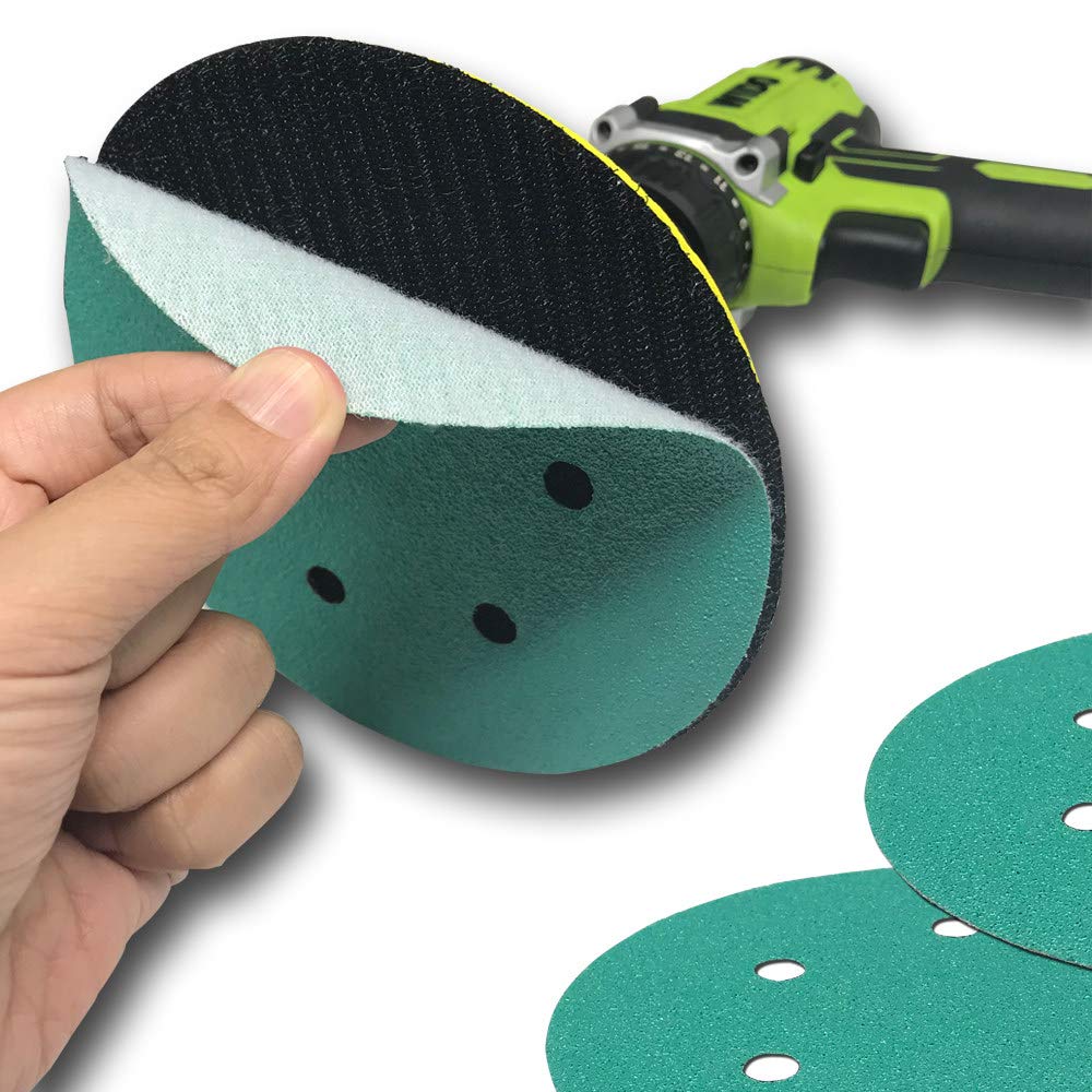 25 piezas 150 mm 6 '' Película Papel de lija Disco Herramientas abrasivas Anti obstrucción Wet & amp; Dry Hook & amp; Papel de lijar en bucle Grano de respaldo 60~400, como se muestra, Grano 180