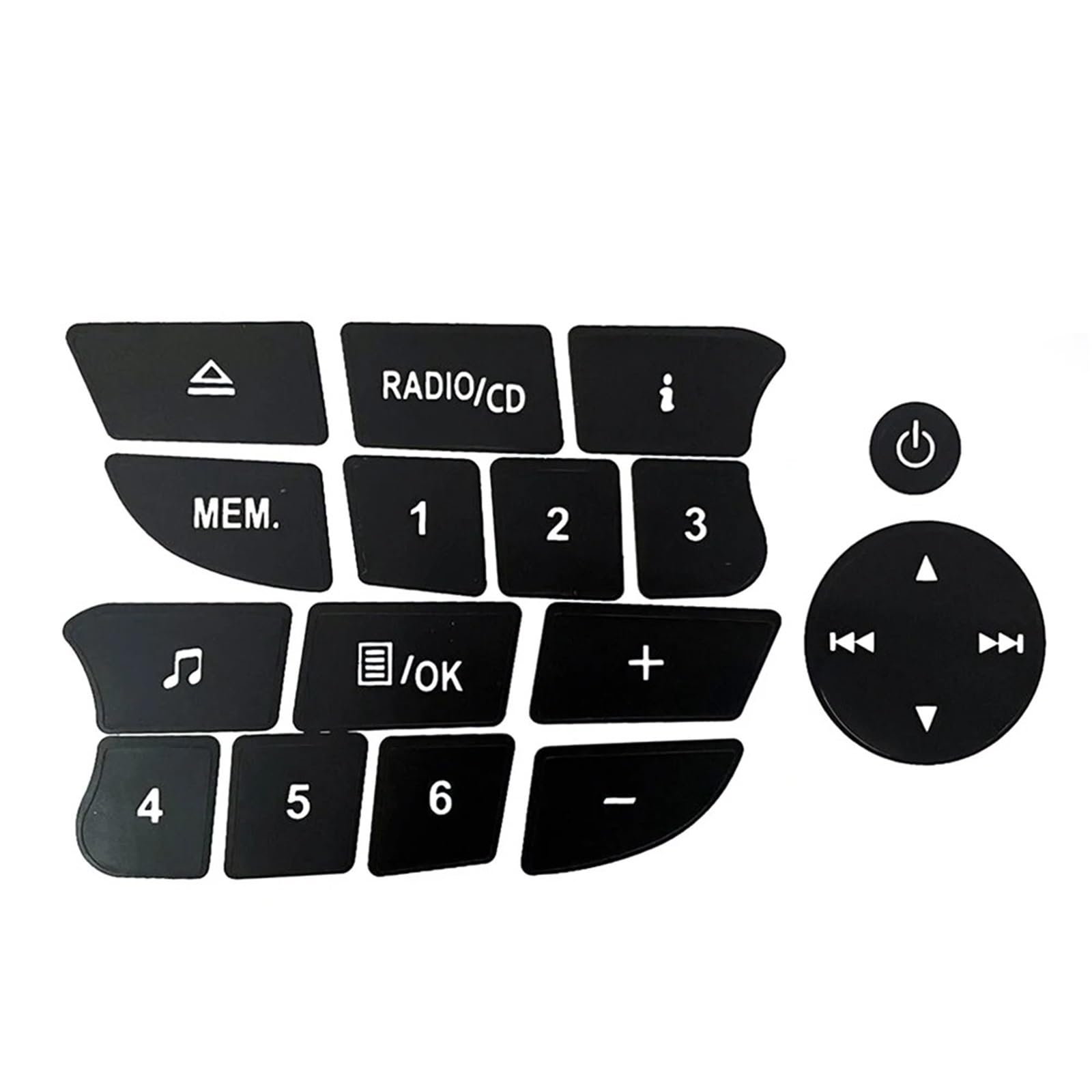 Interior Button Decals Compatible with Twingo for Clio for Megane 2009-2011 16Keys Interior Button Stickers Car Audio Repair Decal Accessories