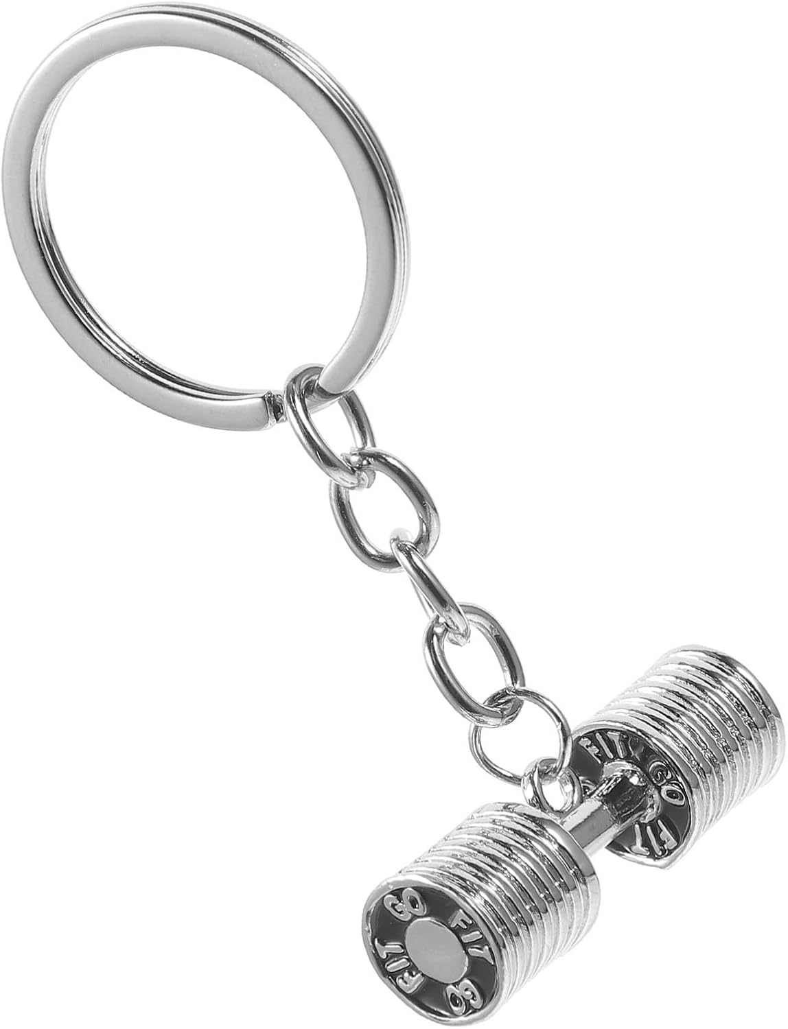 LIFKOME Silver Dumbbell Keychain Made of Zinc Alloy, Portable Fitness Accessory Realistic Dumbbell Design, Can be Hung on Bag, Key Ring for Gym Lovers and Exercise Enthusiasts