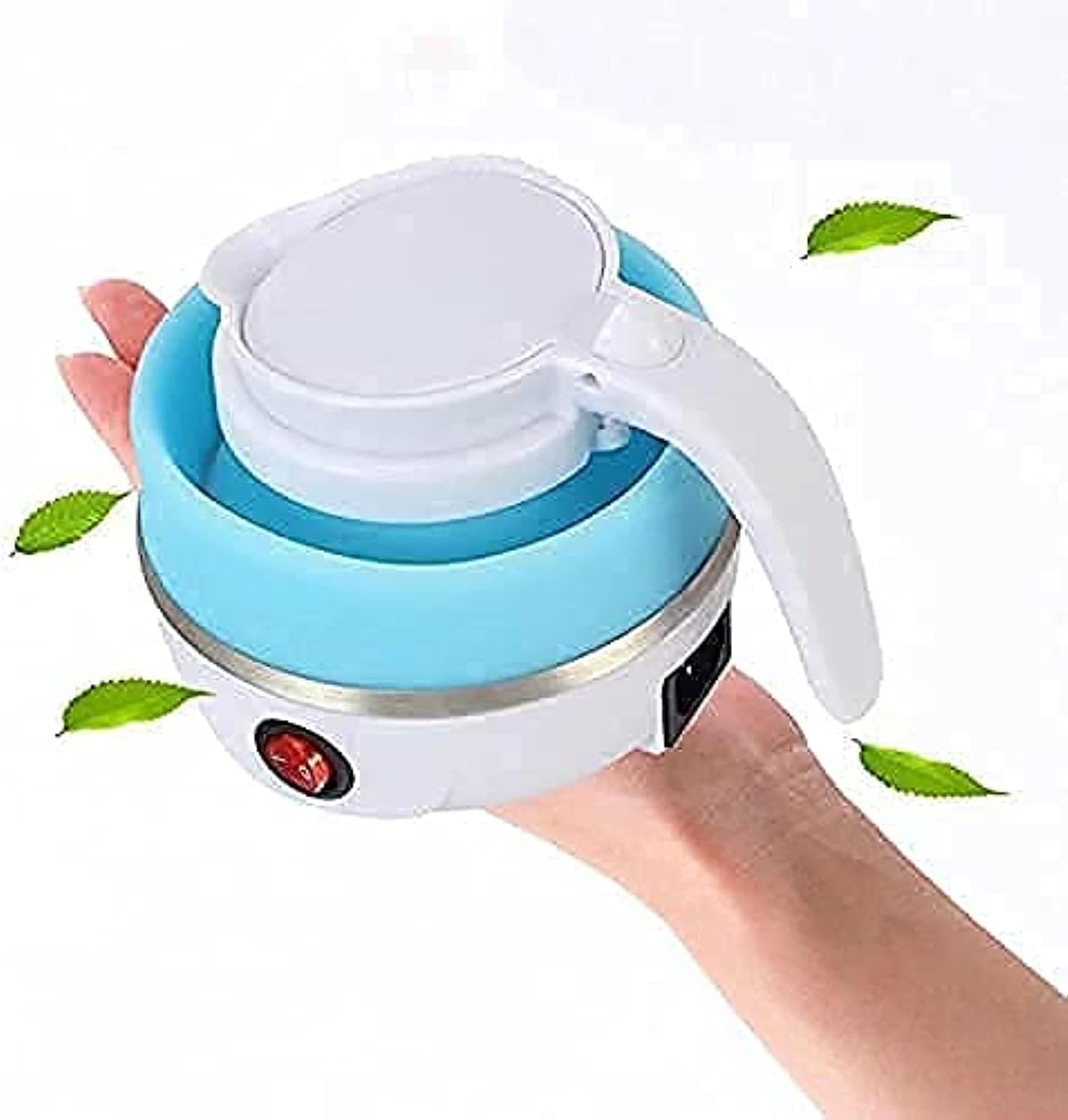 SALE Silicone Mini Collapsible Foldable Portable Electric Kettle - Travel Water Heater Jug (Blue)