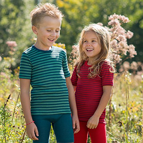 Kid's Short Sleeve Thermal Shirt: Warm and Thin Base Layer Top, Organic Merino Wool Silk, Sizes 2-15 Years3