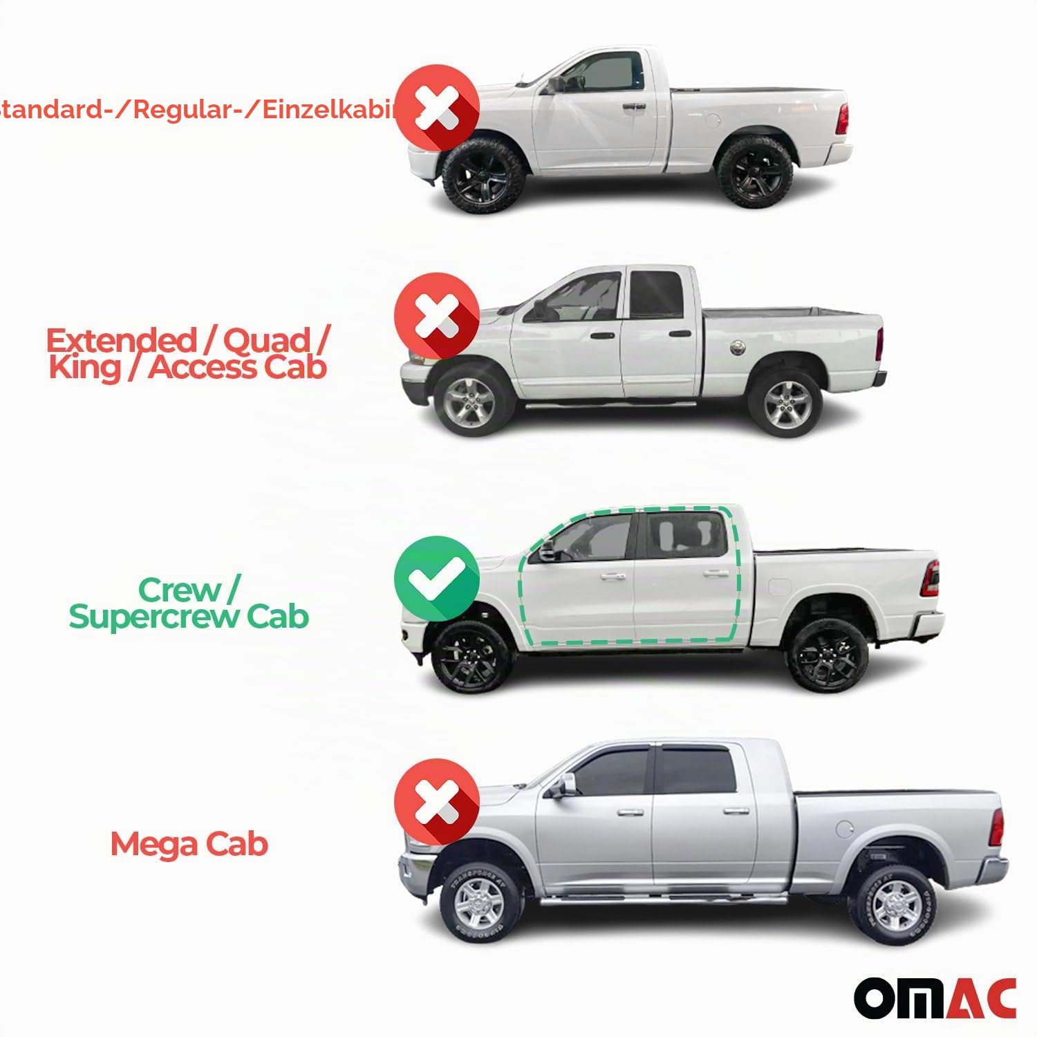 OMAC Alu Dachreling Querträger kompatibel mit VW Amarok DoubleCab 2010-2022 ABE Schwarz 2tlg