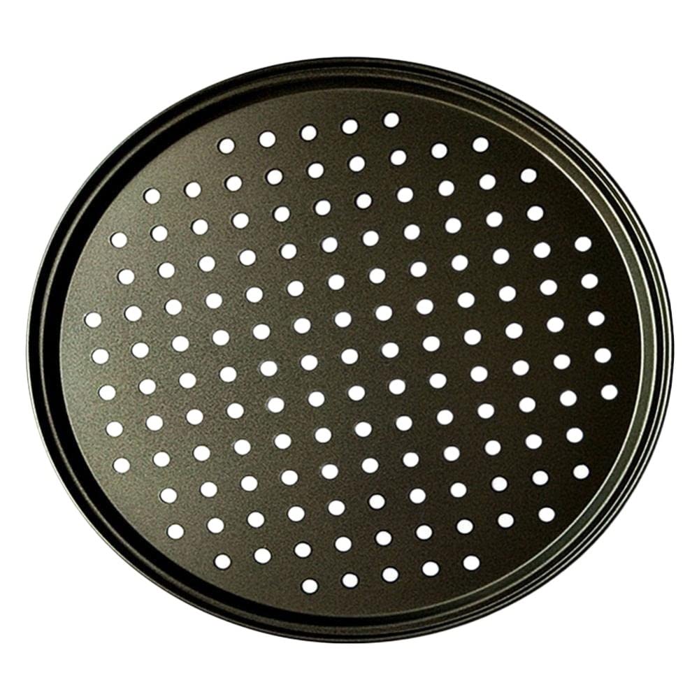 Plaque à Pizza en Acier au Carbone, ustensile de Cuisson antiadhésif, 26/28/32 cm, Plateau à Pizza Rond et Profond, Moule à Pizza en Acier (28 cm) (26 cm)