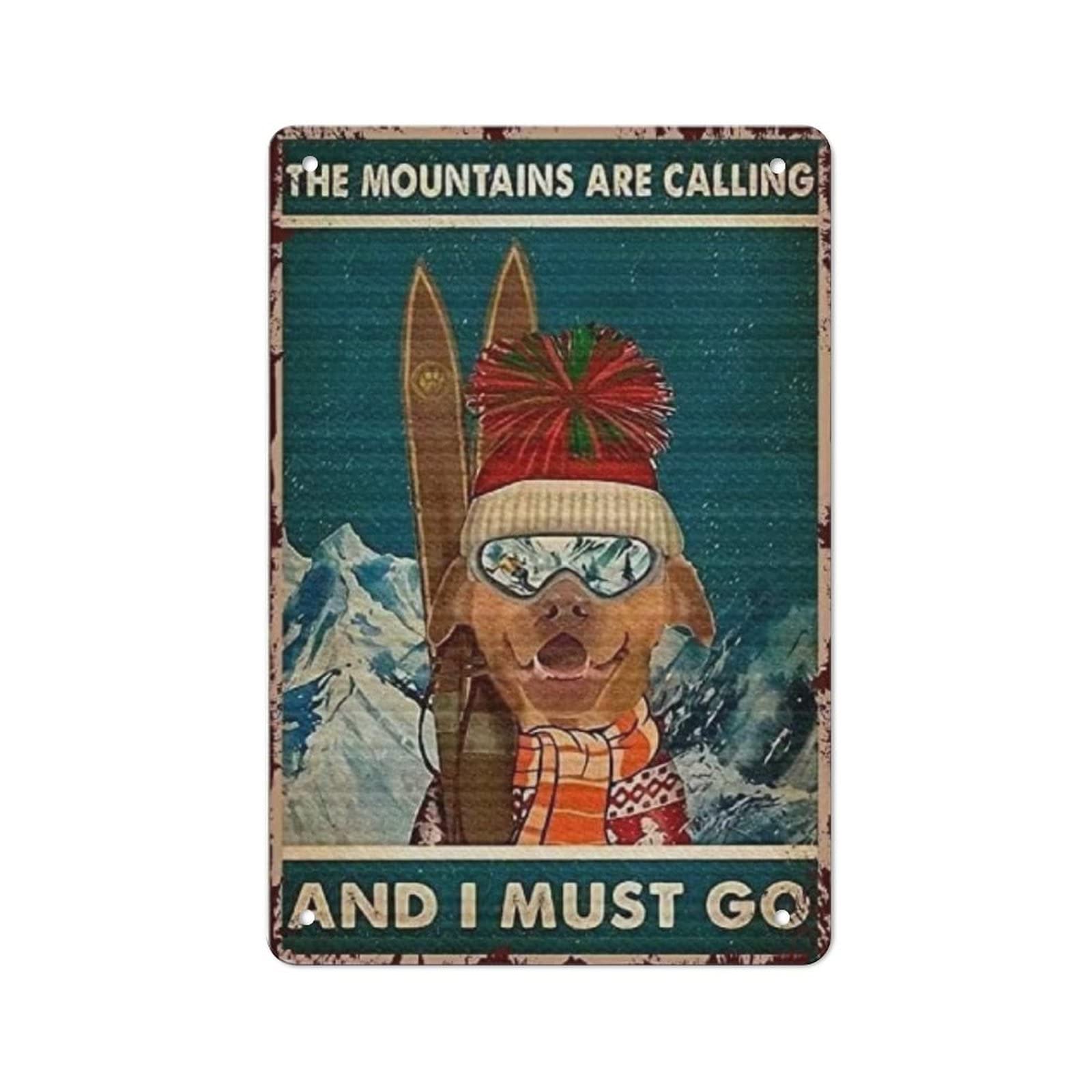 AOOEDM Ski The Mountains Are Calling Wall Metal Tin Sign for Home Bar Pub Kitchen Wall Art Deocr Man Cave Vintage Metal Sign Poster Plaque Signs Quotes Sign
