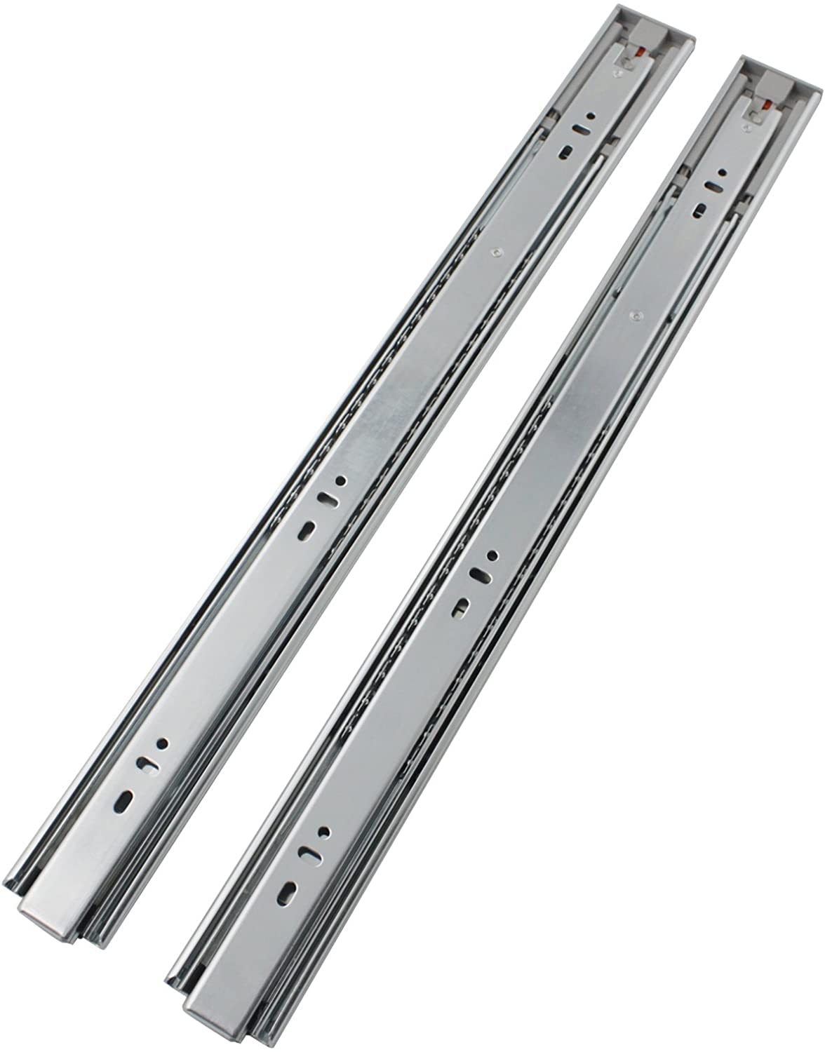 Volo Mild Steel Heavy Duty Telescopic Push to Open Slide/Drawer Slides Ball Bearing 3-Fold Full Extension Side Mount Rail Runners (Silver) (10 Inches)-image-1