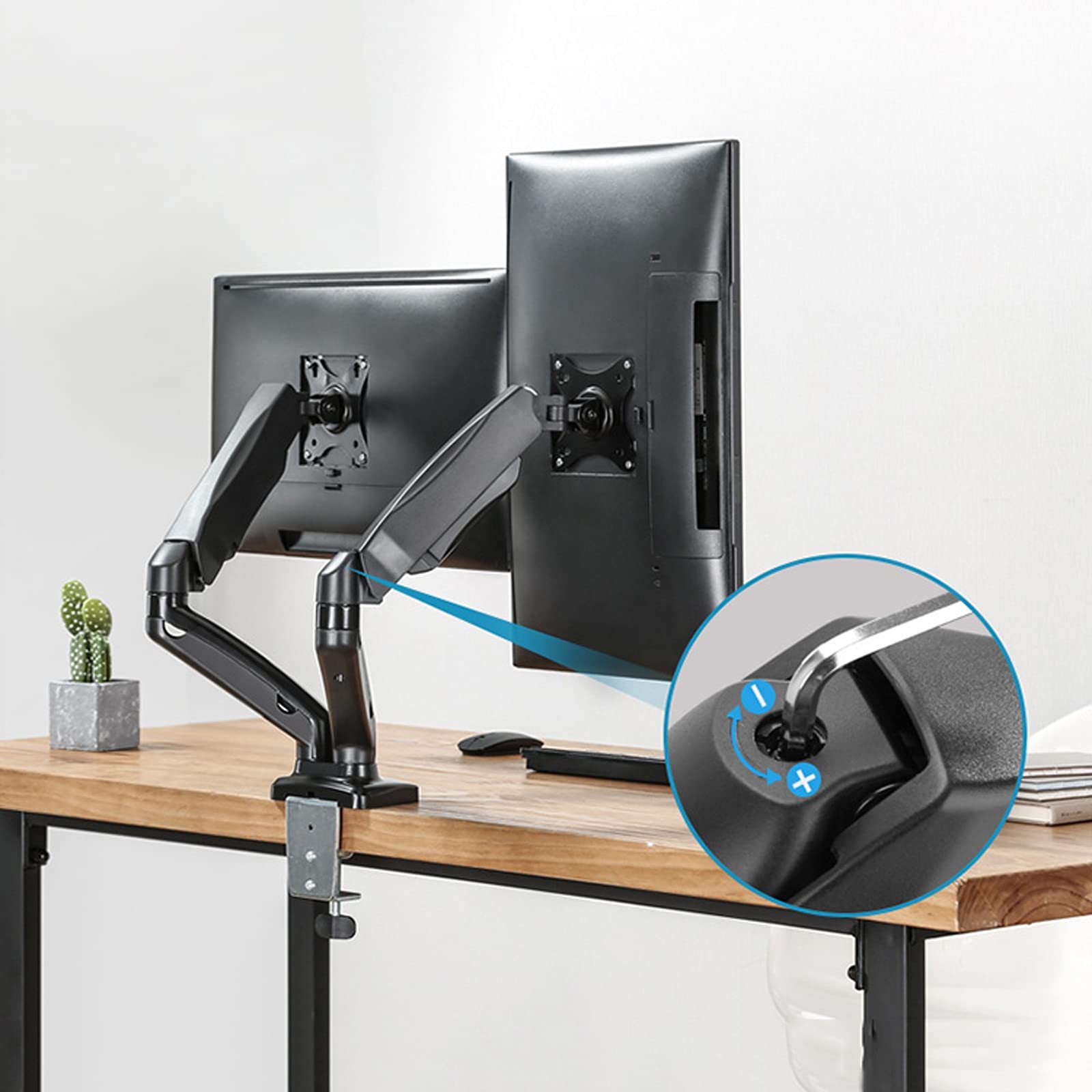Support Moniteur PC Moniteur de montage à double écran Montage de montage de moniteur de moniteur de gaz de montage de moniteur de montage de moniteur de 17"-32" avec support de montage VESA 75/100