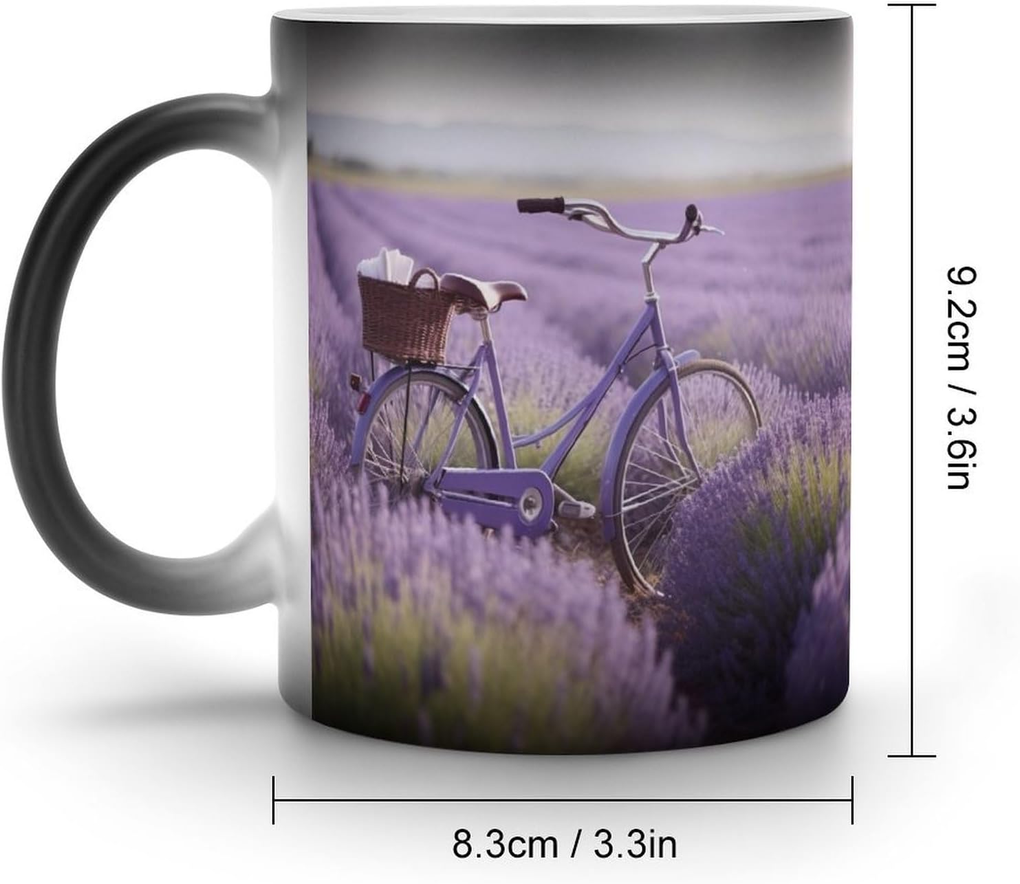 Color Changing Cups,Lavender Field Bike Printed 11 Oz Ceramic Cups for Birthday Men Women