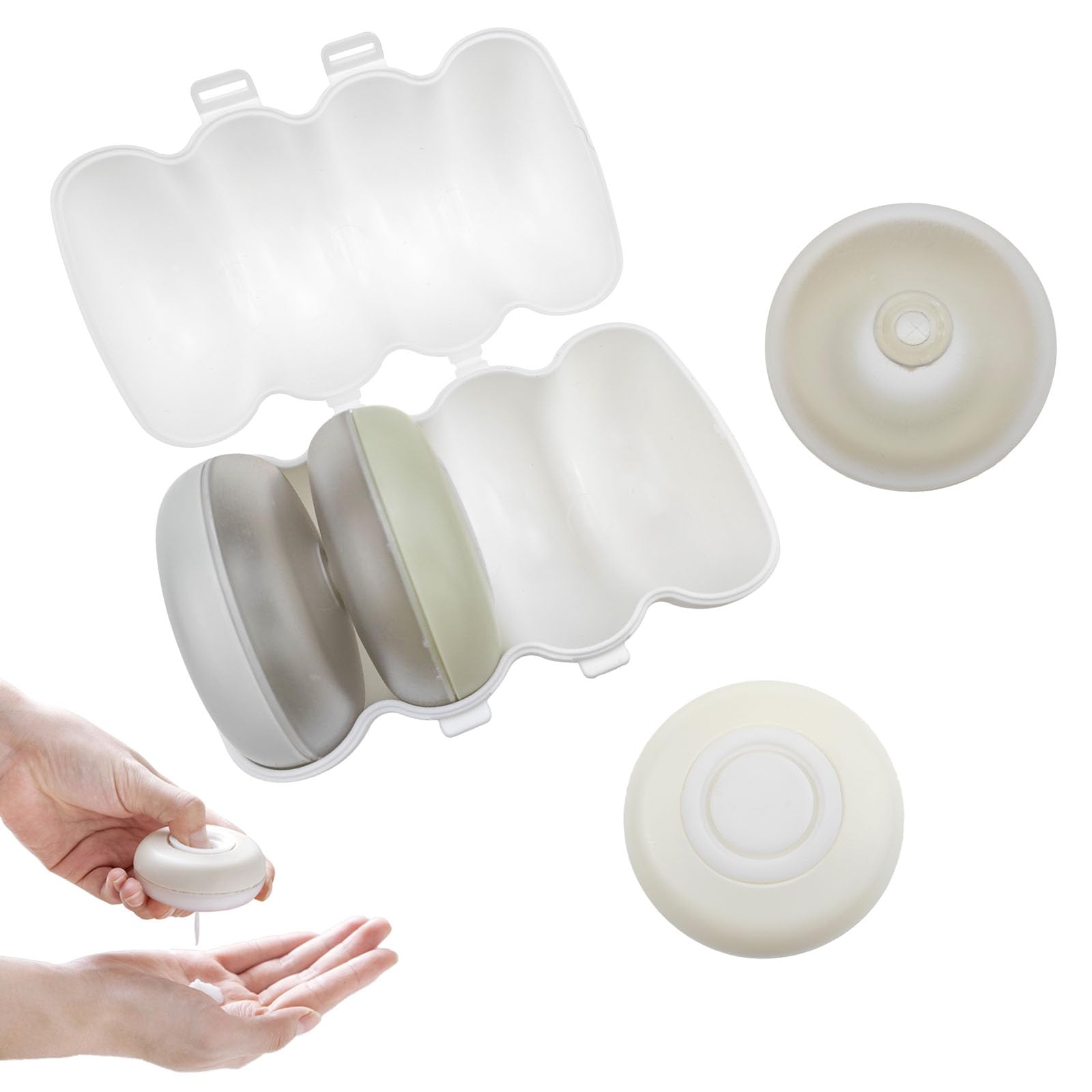 4Pcs/1Set Travel Pods Travel Size Toiletries with Case Portable Travel Toiletry Bottles for Shampoo Emulsion Storage Liquid Round Dispenser Container