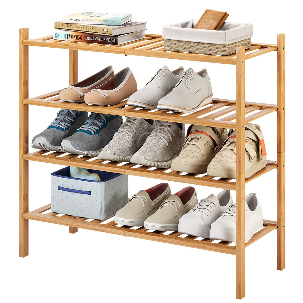 SoBuy Scarpiera Slim Salvaspazio Mobiletto da Ingresso con 4 Ante a Ribalta, Armadio Portascarpe Scarpiera Moderna per Ingresso, Corridoio o Camera da Letto 105x24x83cm Grigio FSR79-HG