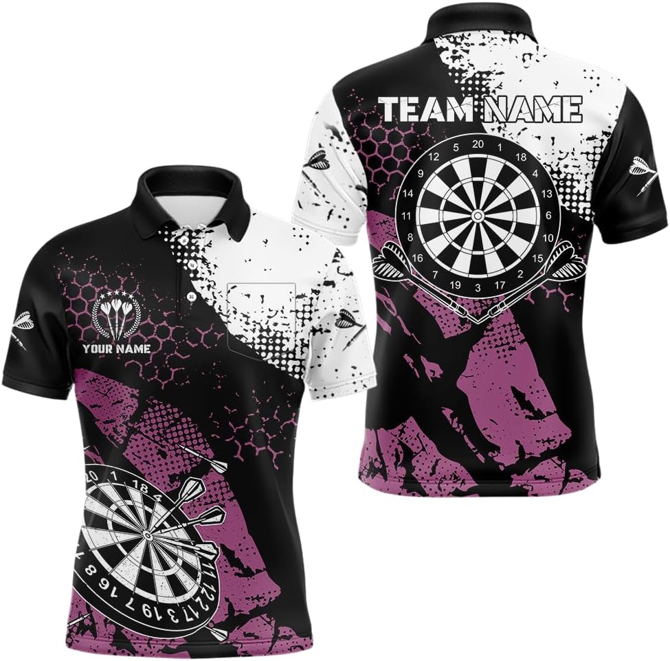 Customized Name, Team Name Jersey, 3D Polo & 1/4 Zip, Luckiest Green Shamrock Black Grunge Dart Shirts