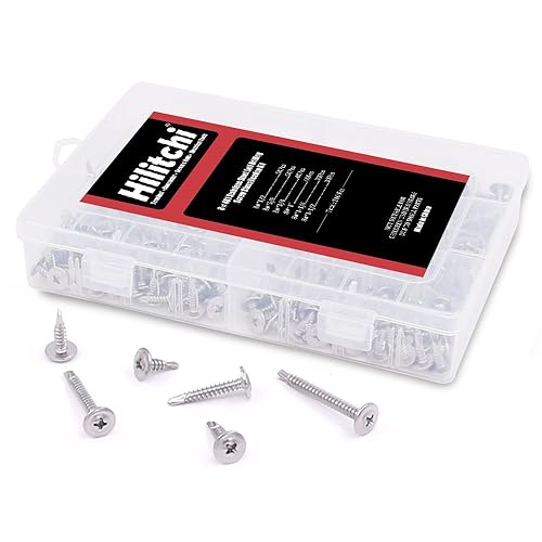 Miniatura 7 de Hilitchi Tornillos autoperforantes Phillips de acero inoxidable 410 con cabeza de oblea de acero inoxidable, tornillos Tek de chapa, kit surtido de