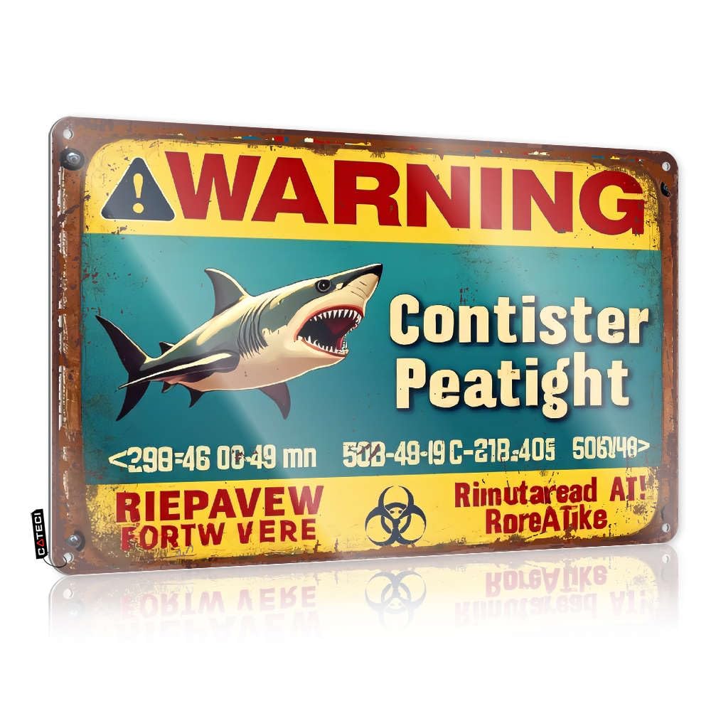 Signs For Man Cave Warning: Shark Hazard. Contact Authorities Immediately. Tin Sign Funny Metal Tin Sign For Bar Funny Home Bar Signs(30X40CM)