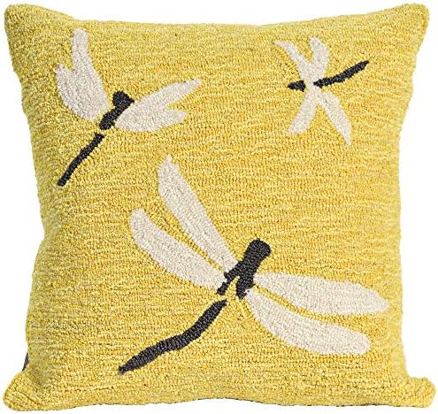 Liora Manne Frontporch Indoor/Outdoor Pillow, 18" Square, Dragonfly Yellow