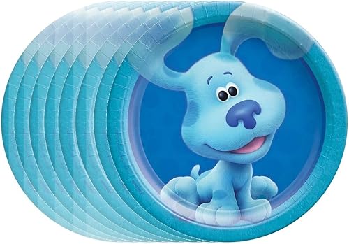 Miniatura 3 de El paquete de suministros para fiesta de cumpleaños de Blue's Clues incluye 16 platos de papel para pastel de postre y 1 hoja de calcomanías de