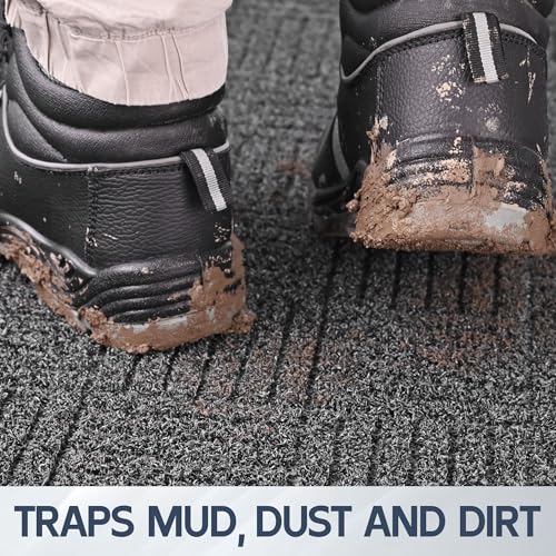 Front Door Mat, 5' x 3' Heavy Duty Indoor Outdoor Doormat, Non-Slip Backing Welcome Mats for Entryway, Low Profile, Commercial Door Mats