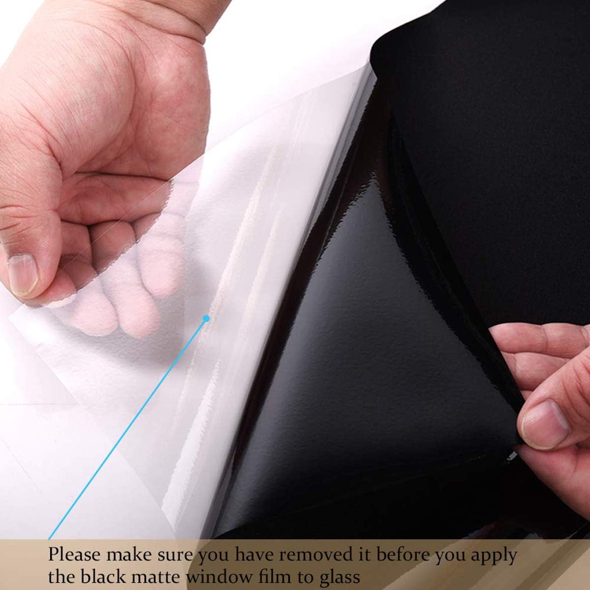 WochiTV Total Blackout Window Film 100% Light Blocking Non Adhesive No Residue Removable Opaque Static Cling Privacy Glass Tint for Home Bedroom Darkening Heat Control (35.4 in x 16.4 Ft)