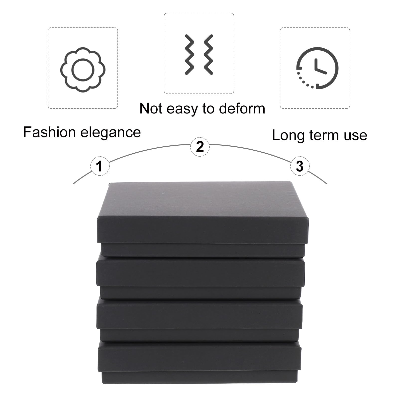 SWETRACE Geschenkboxen aus Dickem Schwarzem Karton 4 Stück Rechteckige Reißfest Elegante Papierverpackung für Hochzeits oder Dusche Geschenke
