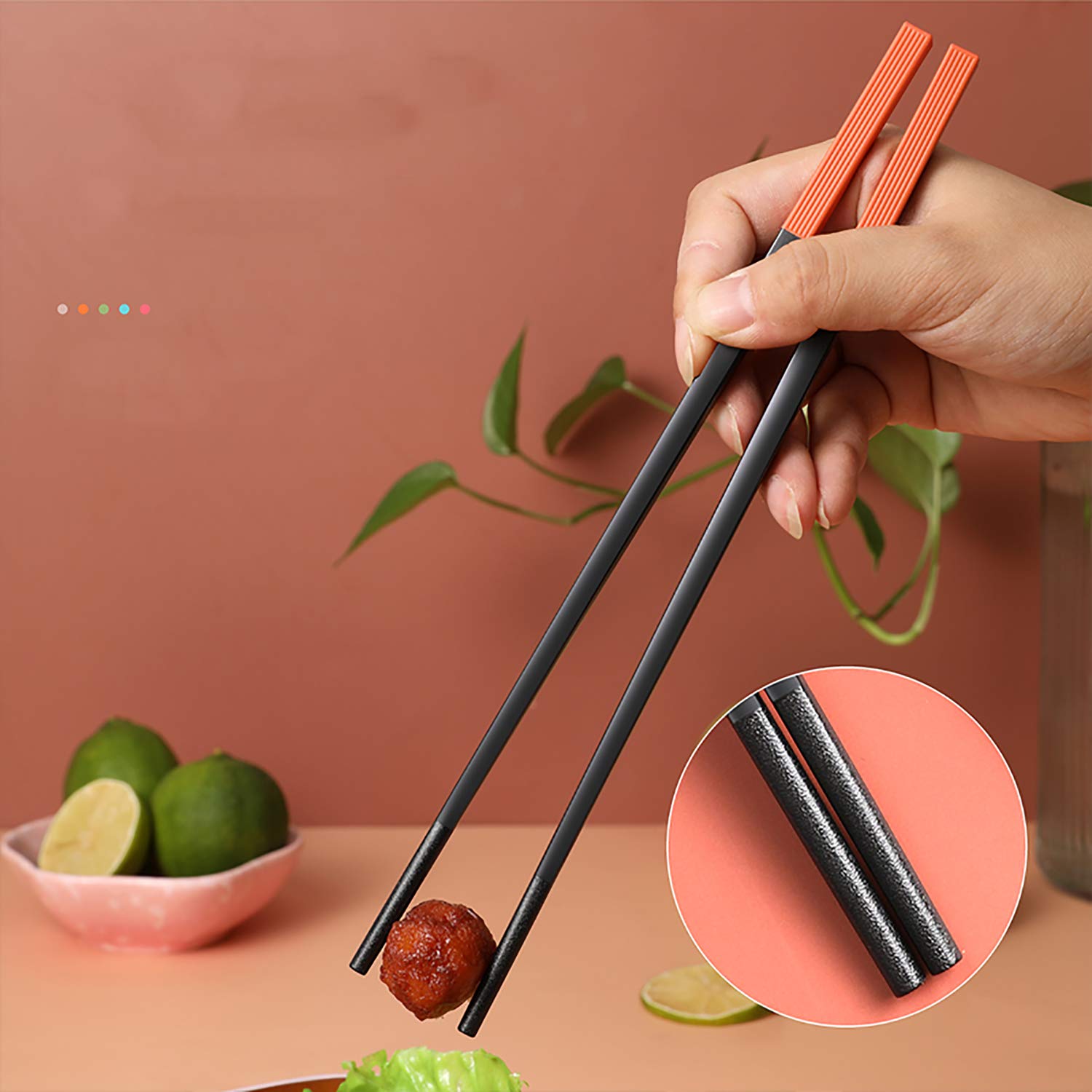 10 Paar mehrfarbige Essstäbchen-Set aus Fiberglaslegierung, wiederverwendbare rutschfeste quadratische japanische chinesische Essstäbchen für Sushi-Nudeln Reis hitzebeständig grün-24 cm (Farbe 24 cm