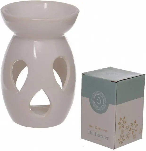 Brûleur à Huile Essentielle Céramique Blanc 8x8x12 cm - Puckator OB159