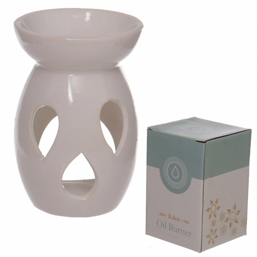 Puckator White Ceramic Oil Burner With Teardrop Pattern