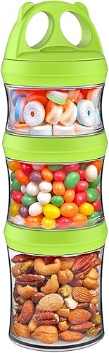 Miniatura 15 de SELEWARE Contenedores apilables portátiles de almacenamiento de alimentos para aperitivos, fórmula en polvo y bebidas, sistema de bloqueo giratorio