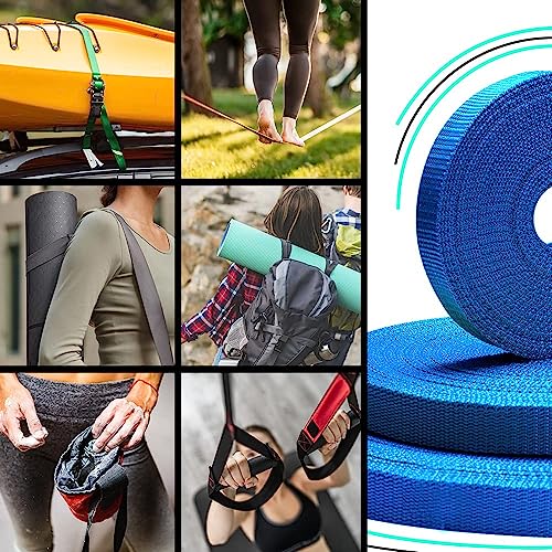 Image of TECEUM 3 /4 inch & 5 /8 inch & 1 inch & 1.5 inch & 2 inch Webbing - 10 25 50 Yards - 40+ Colors - Heavy Duty 1 Inch 1.5 Inch 2 Inch Backpack Straps - Webbing for Outdoors Indoors Crafting DIY