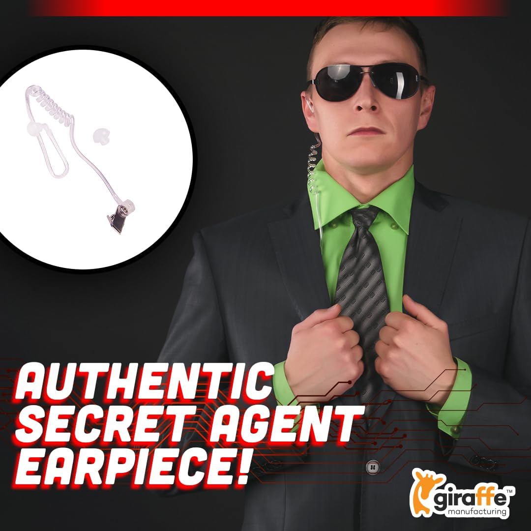Giraffe Manufacturing Spy Gear Earpiece Headphones for Kids & Adults 1 Pack Lightweight Comfort - Cosplay Spy Costume Accessories for Secret Service FBI Agent Costume Security Ear piece Prop