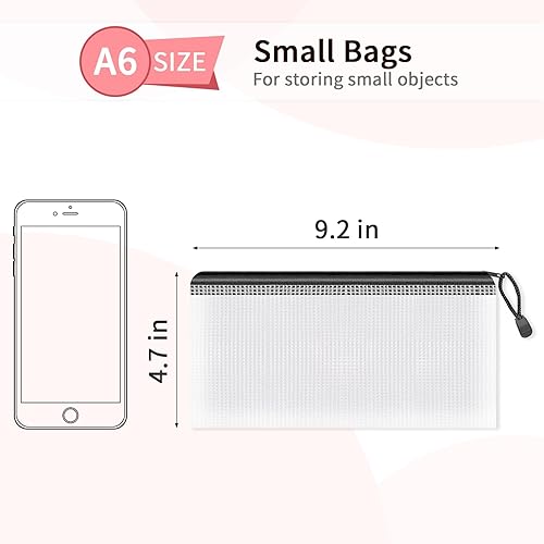 Miniatura 2 de Umriox Bolsas para lápices con cremallera, 9.2 x 4.7 pulgadas (negro, paquete de 12), bolsas para lápices a granel, bolsa transparente para lápices