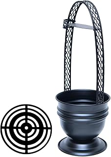 ミニシーシャ炭バスケット、シーシャ用炭ホルダー、シーシャ用品 手さげ型、金属製の鉄カーボンホルダーアラブシーシャアクセサリーバーシーシャとホーム 携帯用カーボンコンテナーバケツ(ブラック,ステンレス製のチャコールクランプ付き) (大きい)